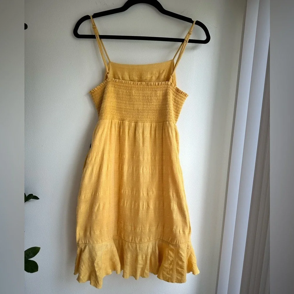 American Eagle Outfitters Yellow Plaid Ruffle Hem Belted Mini Dress M - Picture 4 of 4